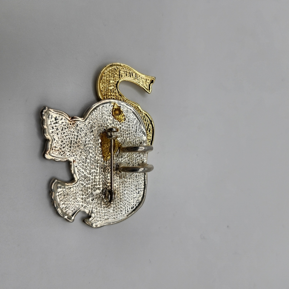 Trunk up silver and gold tone Elephant brooch!  So cute! - Picture 4 of 6